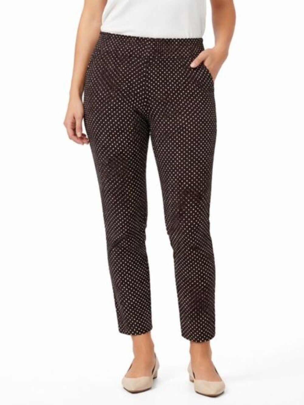 Chico's Fabulously Slimming Brown Polka Dot Crop Pants Size 1.5 (10)